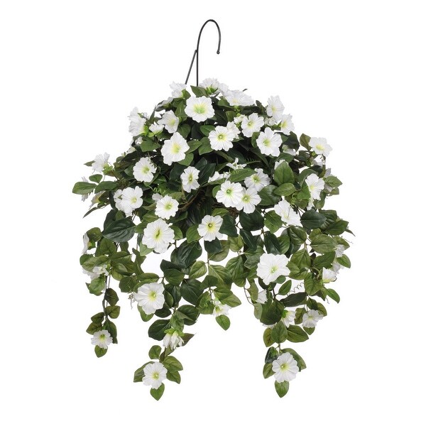 Faux White Petunia Hanging Basket