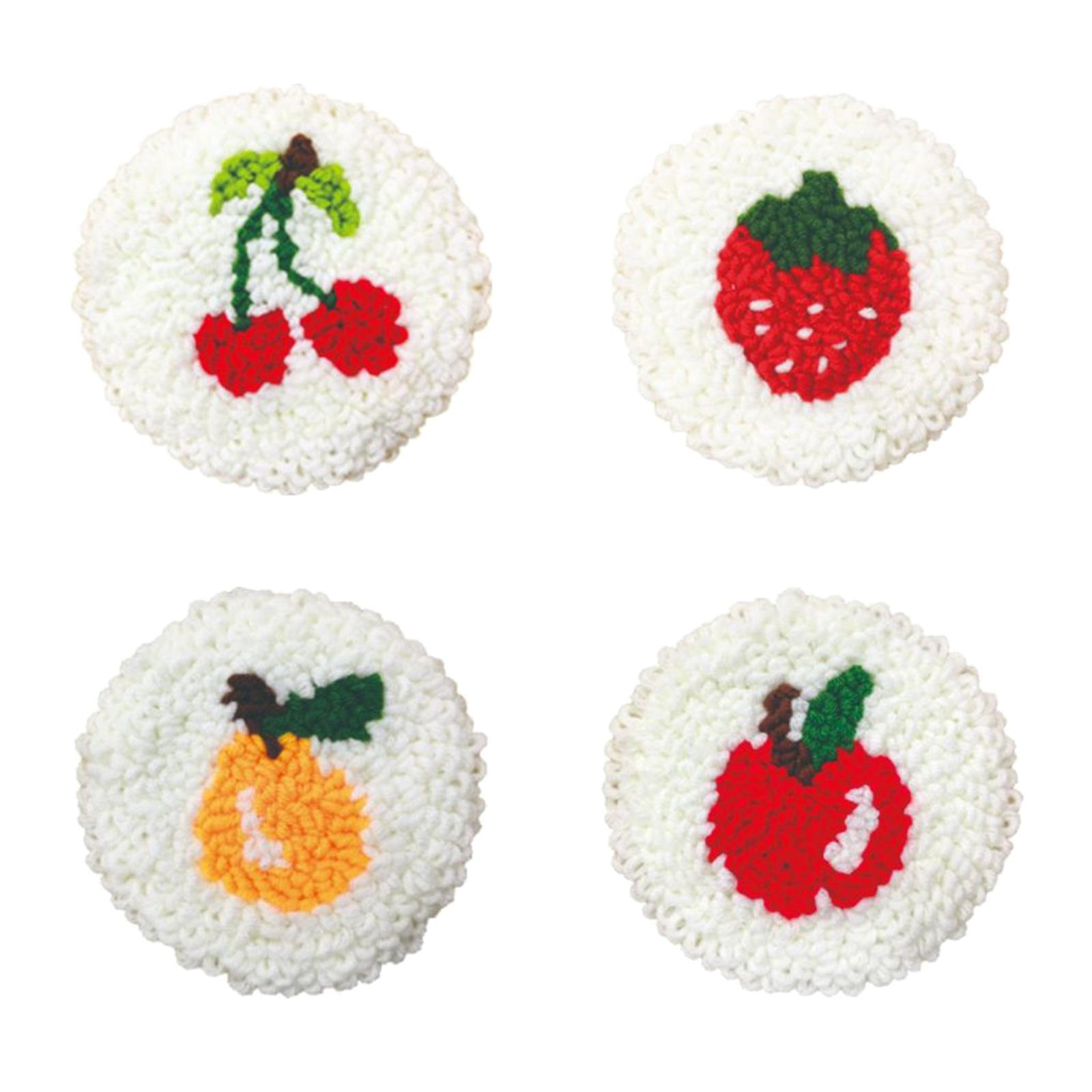 4/6 Pieces Punch Coaster s Cup Mat Tool Fruit Pattern ， 4Pieces