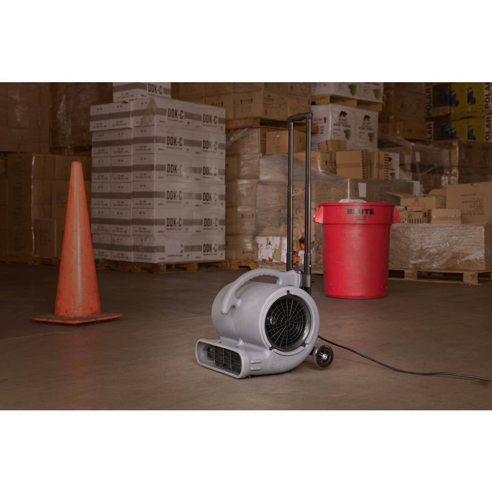 B-Air 12 HP Air Mover for Janitorial Water Damage Restoration Stackable Carpet Dryer Floor Blower Fan with Handle Grey BA-VP-50-GY-H