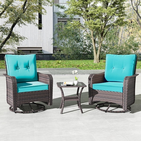 Kullavik 3 Pieces Patio Furniture Set，Outdoor Swivel Rocking Chairs