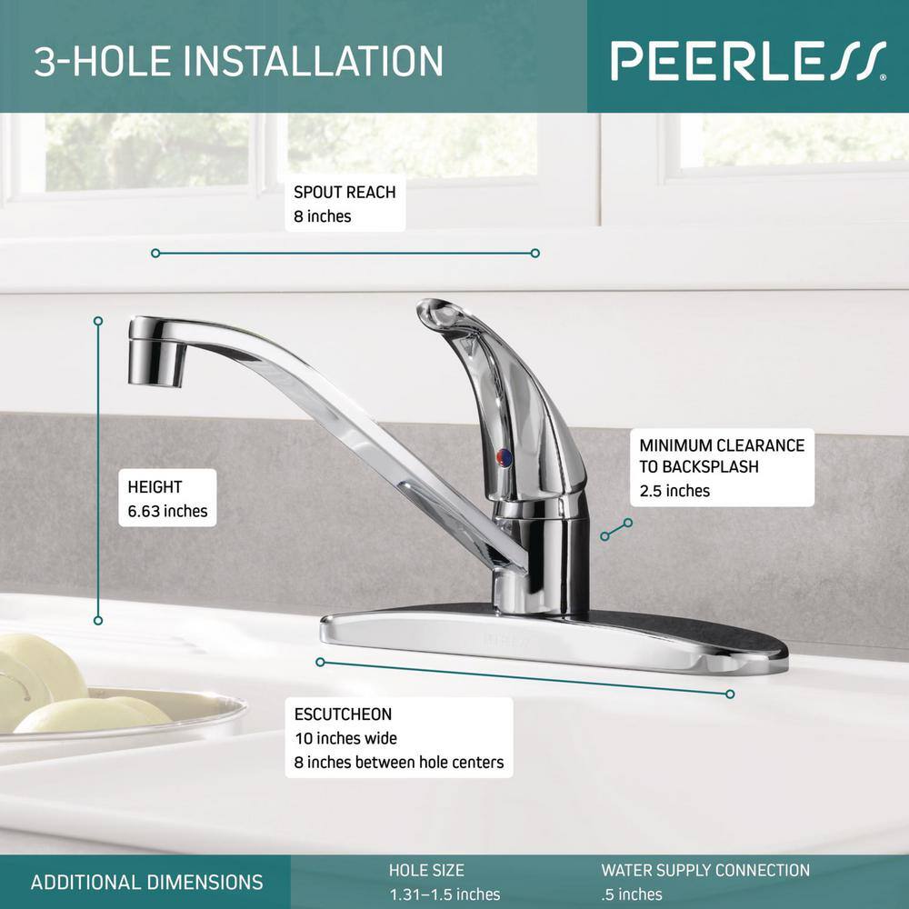 Peerless Core Single-Handle Standard Kitchen Faucet in Chrome P110LF