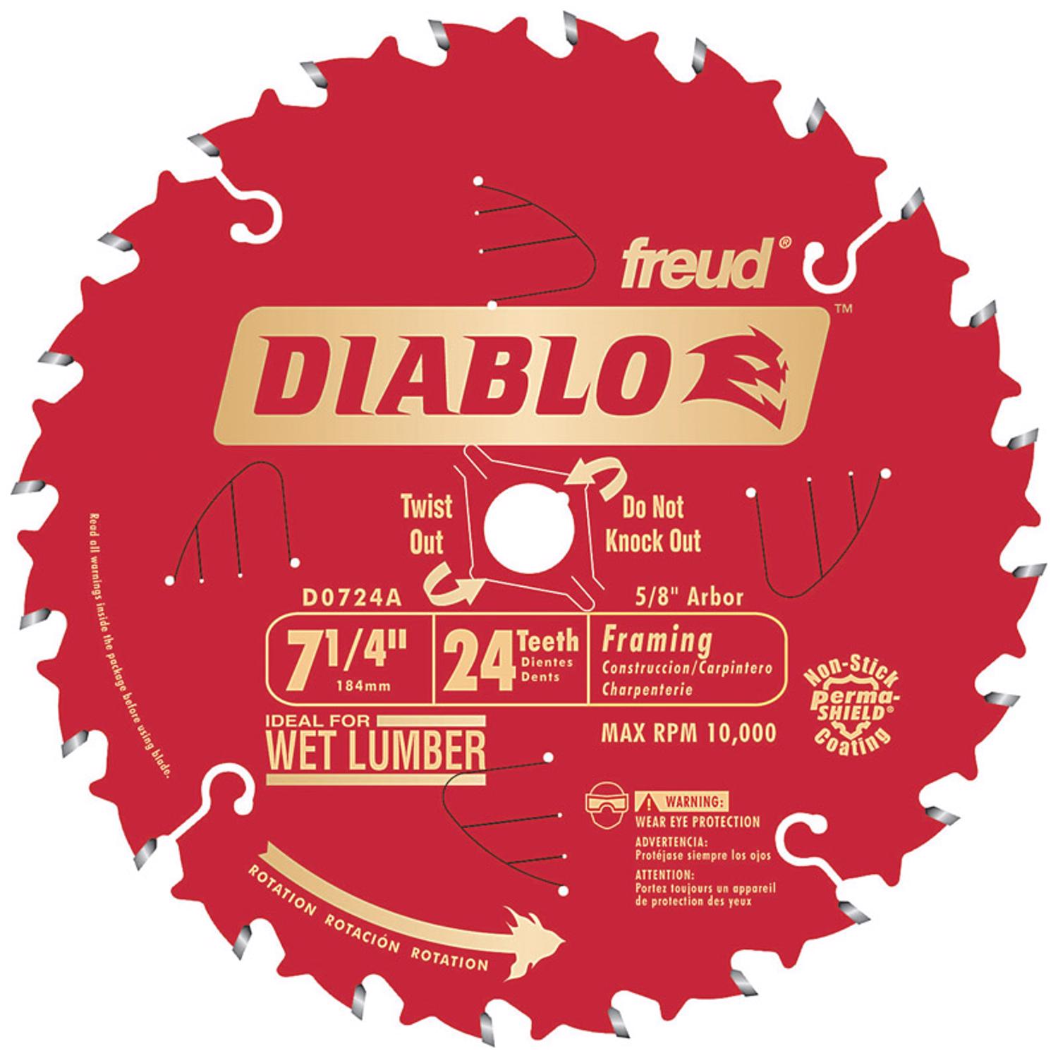 Diablo 7-1/4 in. D X 5/8 in. Carbide Tip Titanium Framing Blade 24 teeth 1 pc