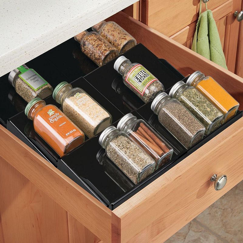 mDesign Expandable Plastic Spice Rack Drawer Insert， 3 Tiers