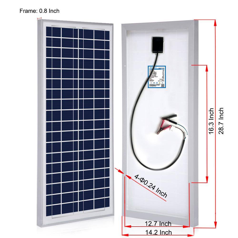 ACOPower 35 -Watt 12-Volt Poly Solar Panel Compatible with Portable Chest Fridge Freezer Cooler HY035-12P