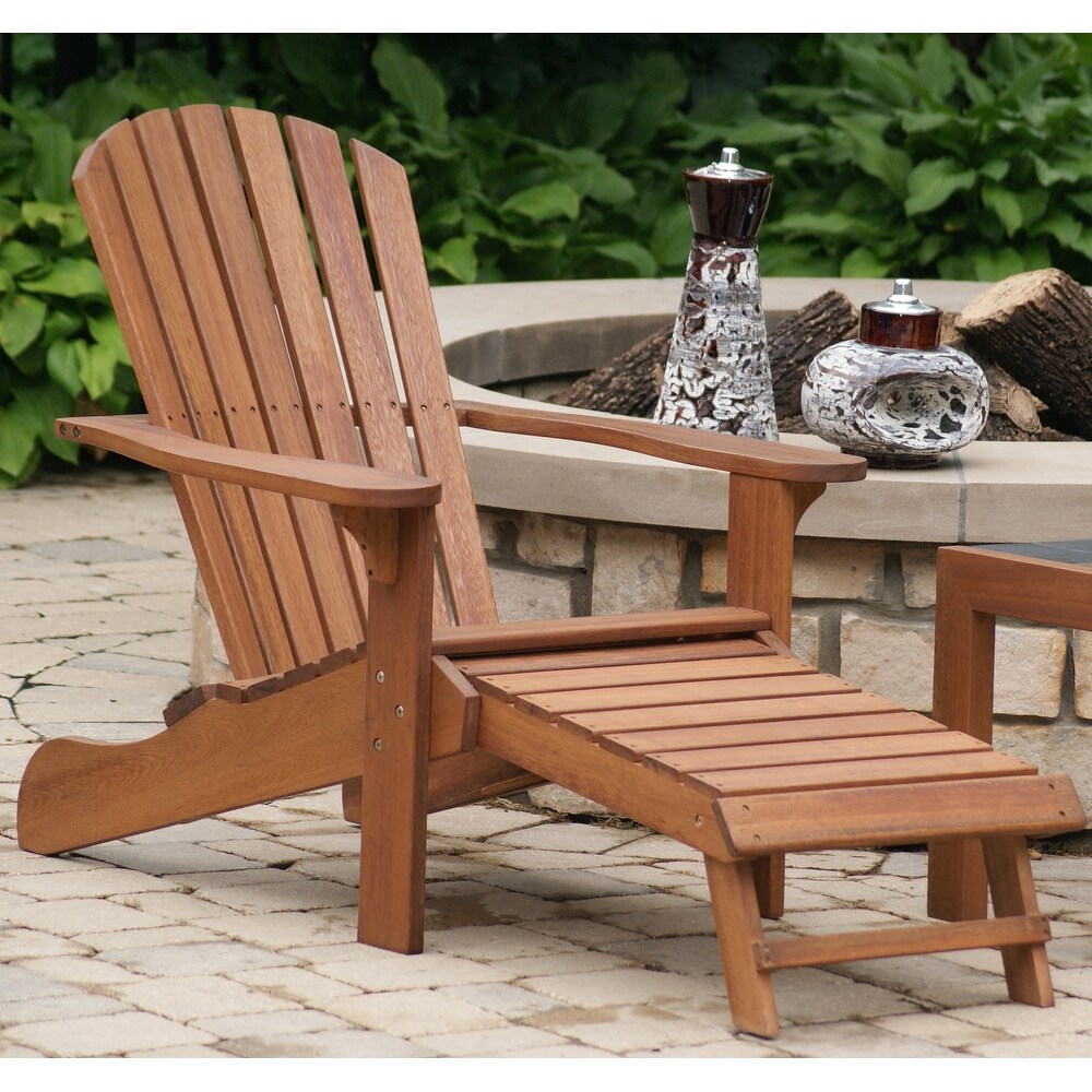 Eucalyptus Adirondack Chair with Built in Ottoman