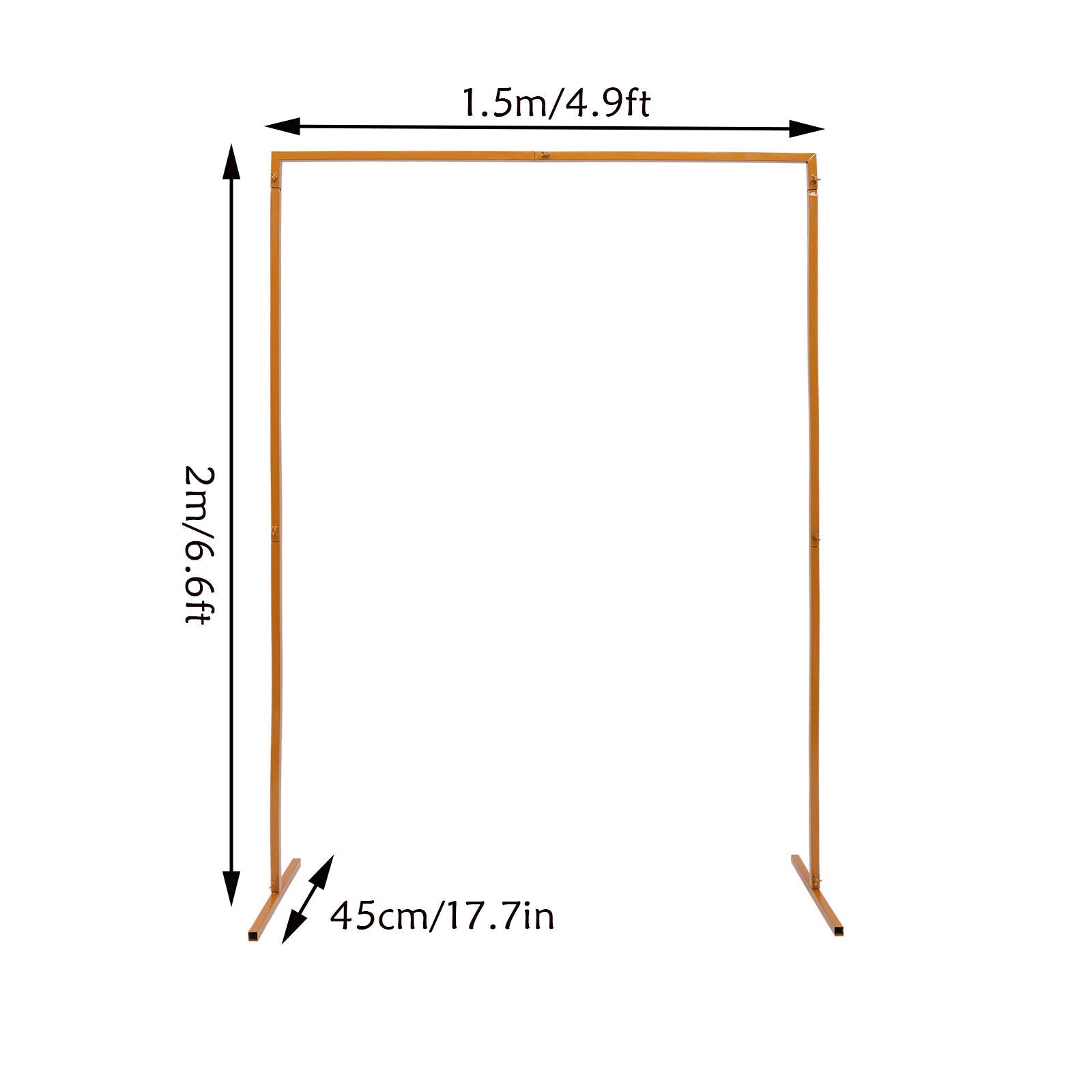 Fichiouy 6.6*4.9Ft Square Metal Wedding Arch Stand with Bases for Garden Arbor Party Decora Gold