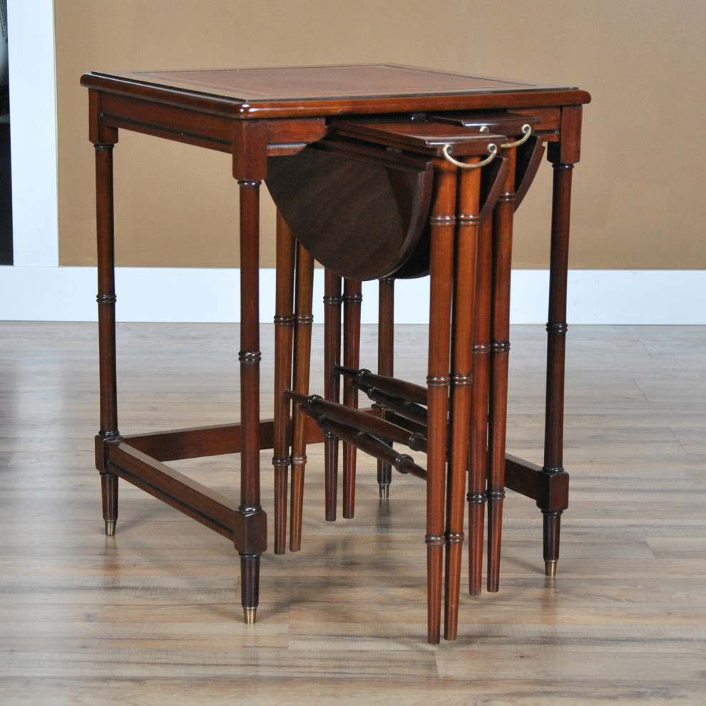 Tall Table Set With Leather Top   Traditional   Coffee Table Sets   by Niagara Furniture  Houzz