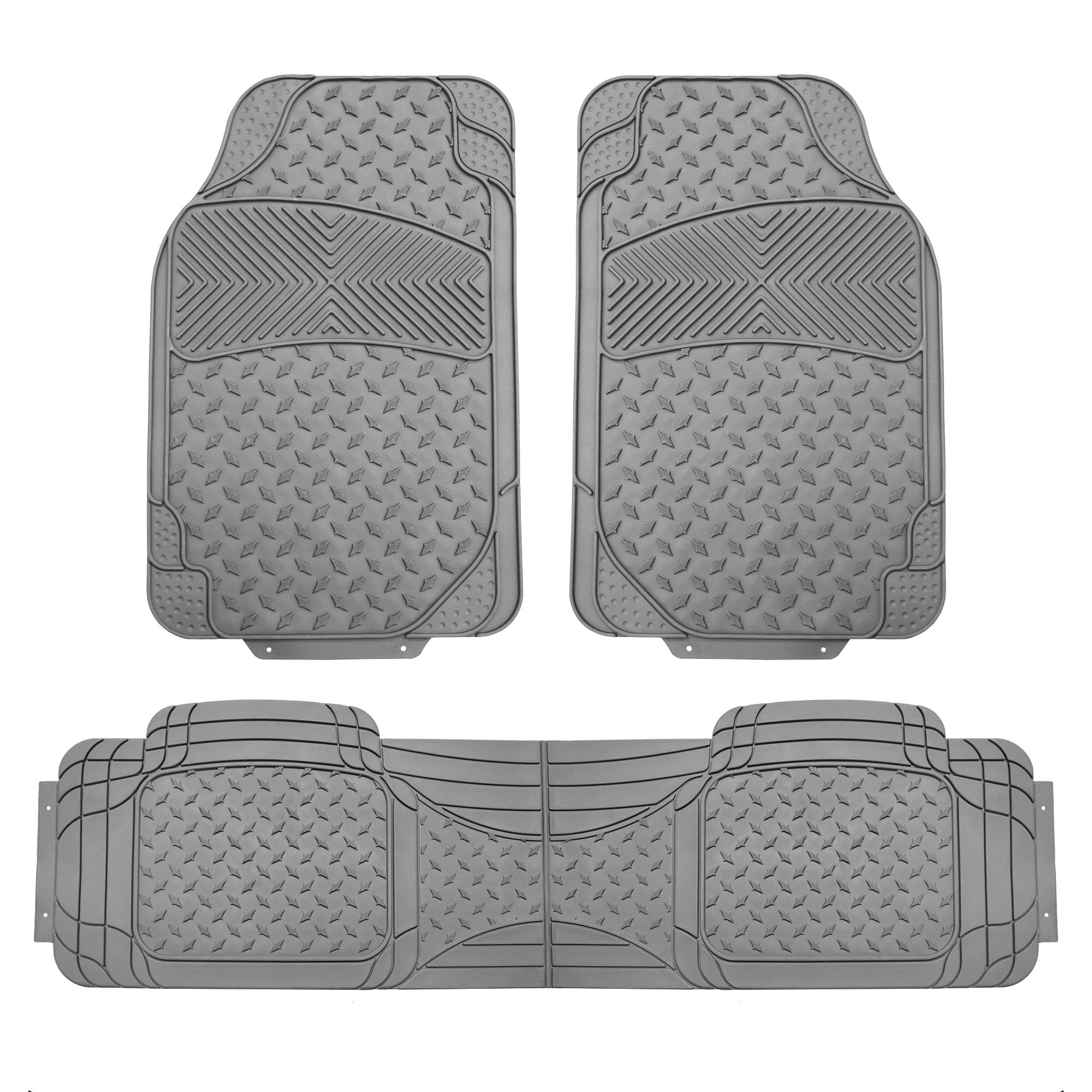 FH Group Full Interior Set Blue Seat Covers for Auto w/ Gray Heavy Duty Floor Mats