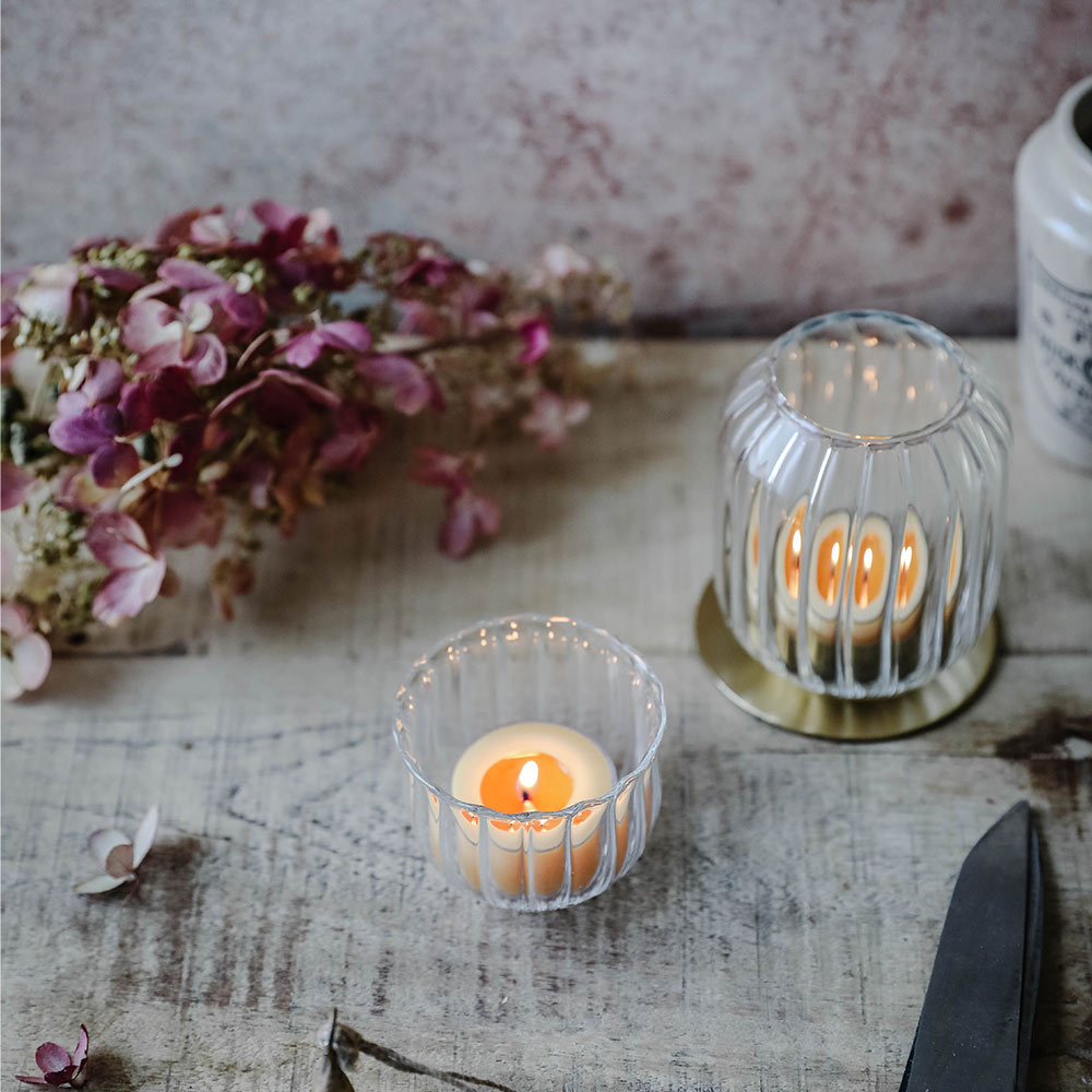 Petite Scalloped Glass Votive Set