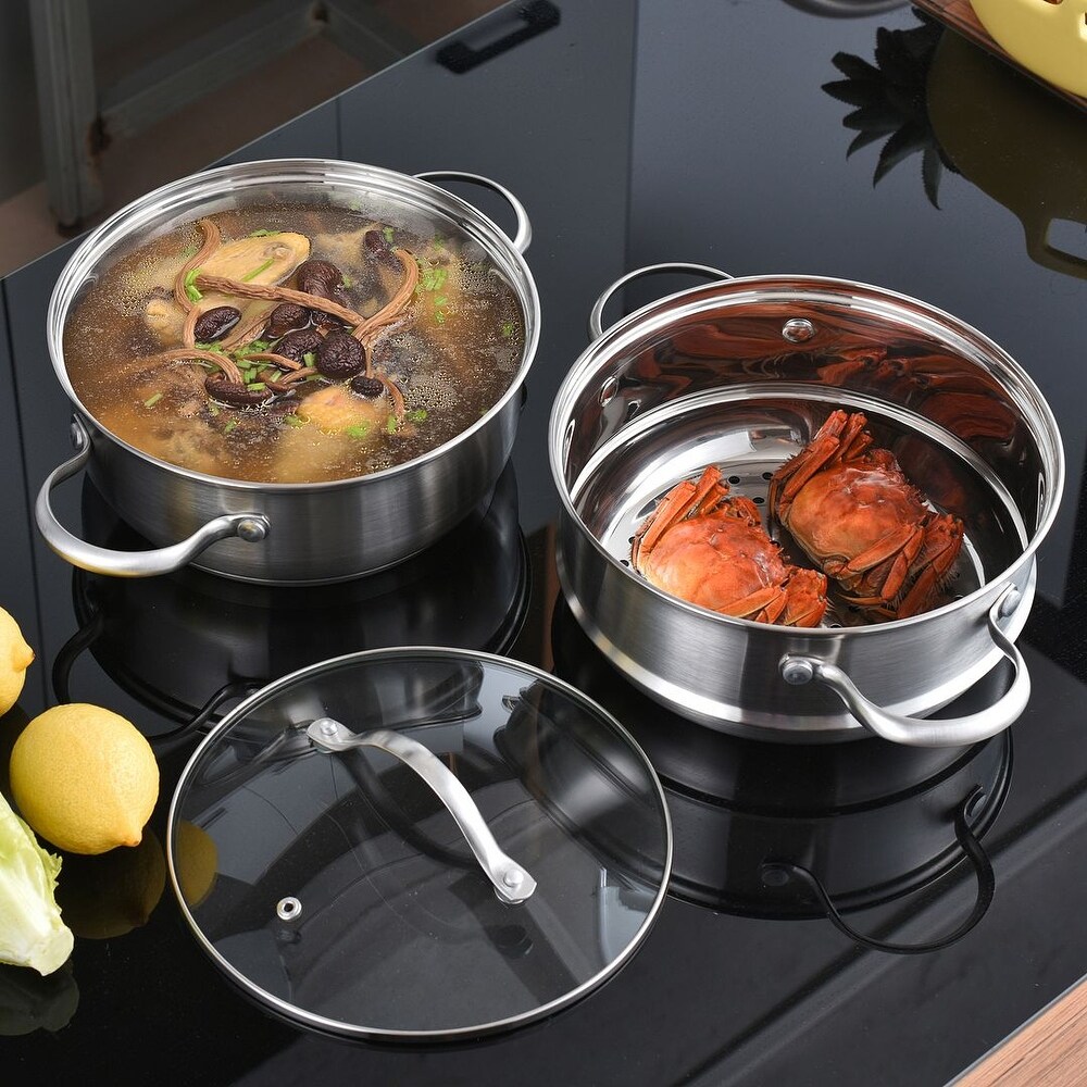 Velaze Miki Stainless Steel Induction Safe Cookware Set Wint Glass Lip