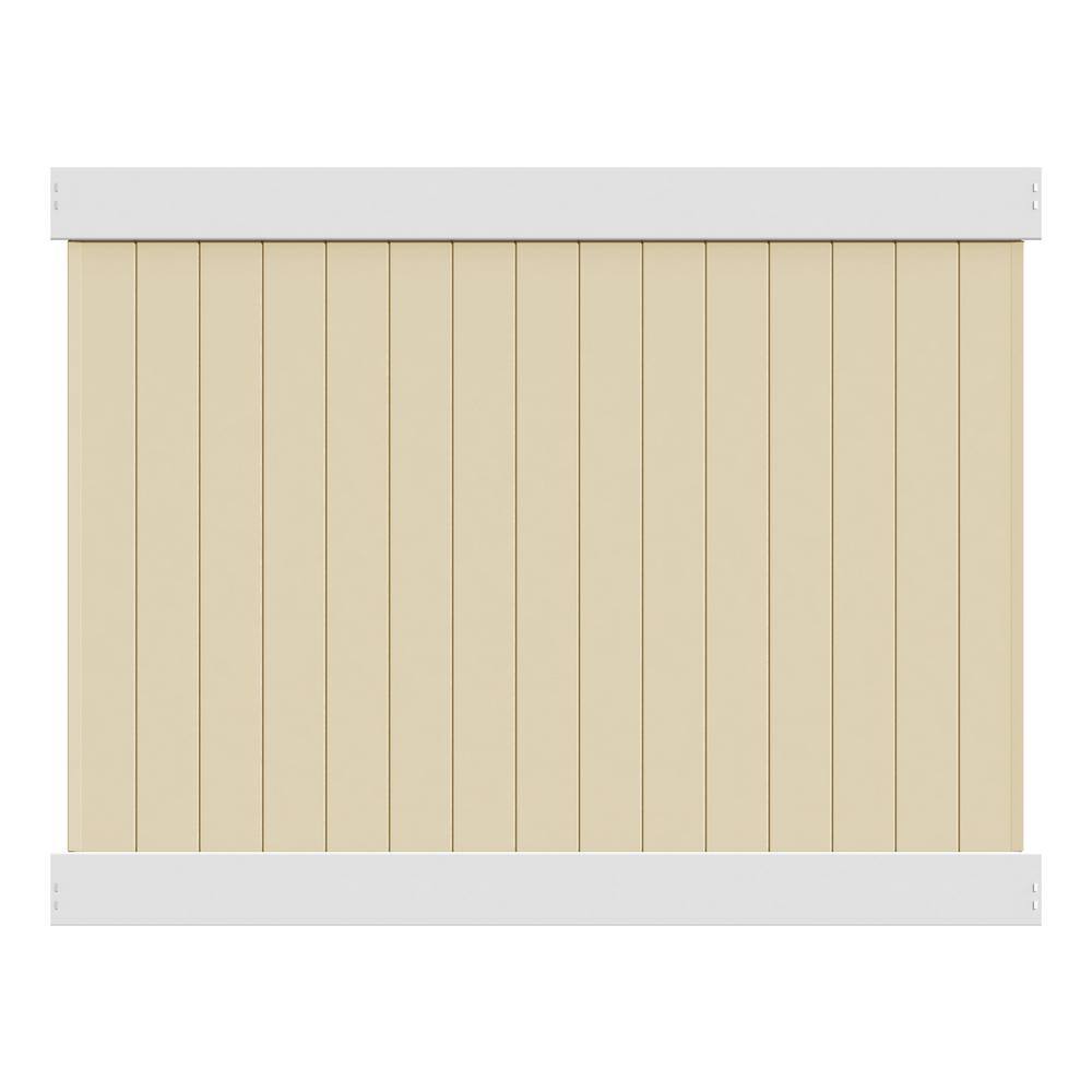 Veranda Roosevelt 6 ft. H x 8 ft. W Two-Toned White and Sand Vinyl Privacy Fence Panel Kit 73024519