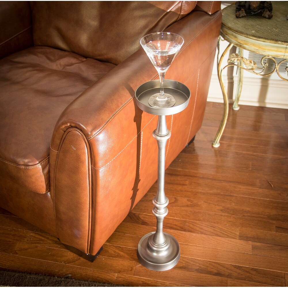 New Ridge Home Goods Glam 6in. Round Side Accent Martini Tables  Set of 2  Antique Silver