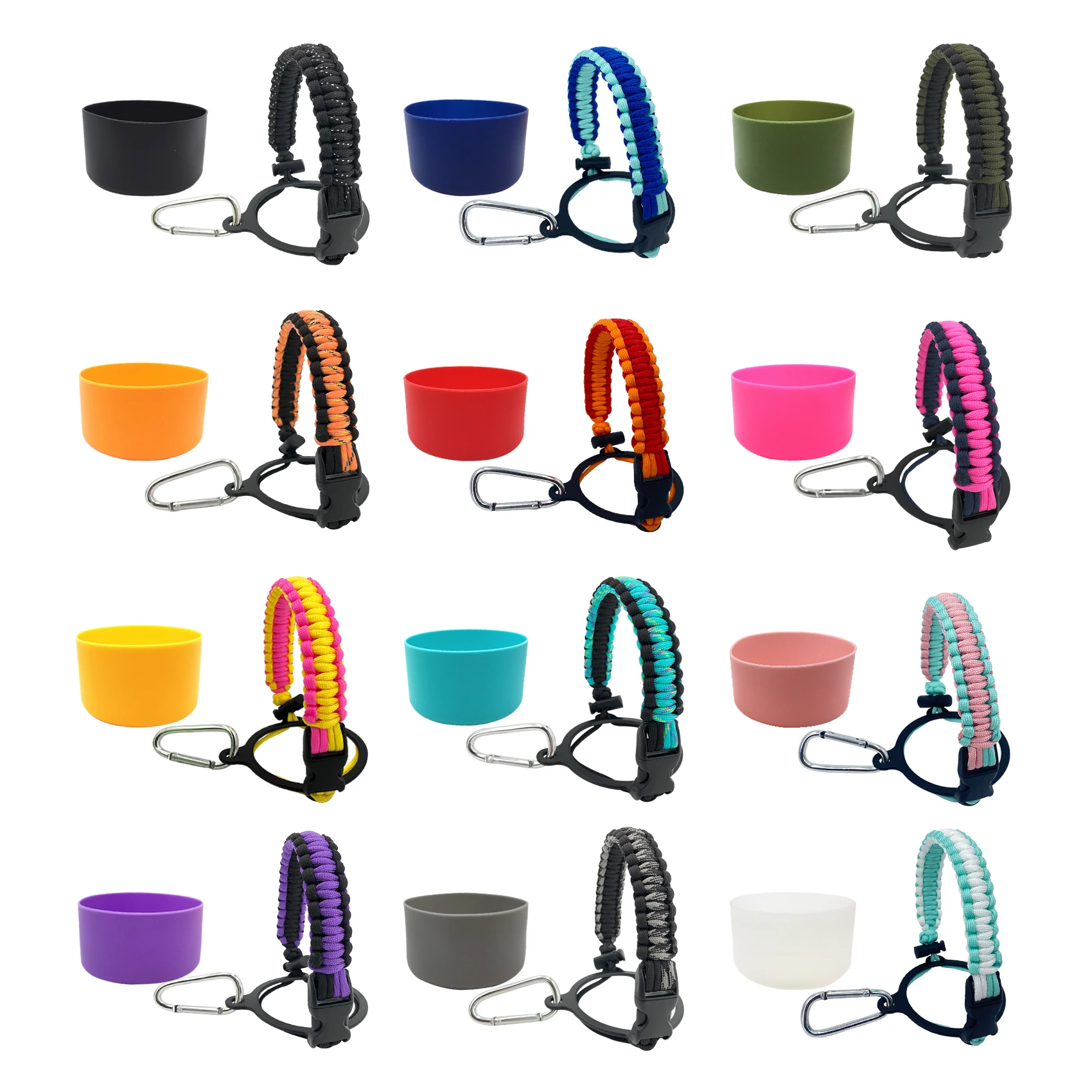 Wide Mouth Bottle Holder For Camping   Hiking  Silicone Sleeve Paracord Water Bottle Handle