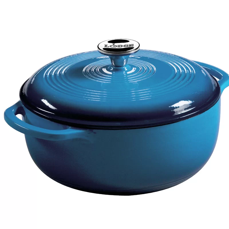 Lodge EC4D33 Enameled Cast Iron Dutch Oven， 4.5-Quart， Caribbean Blue