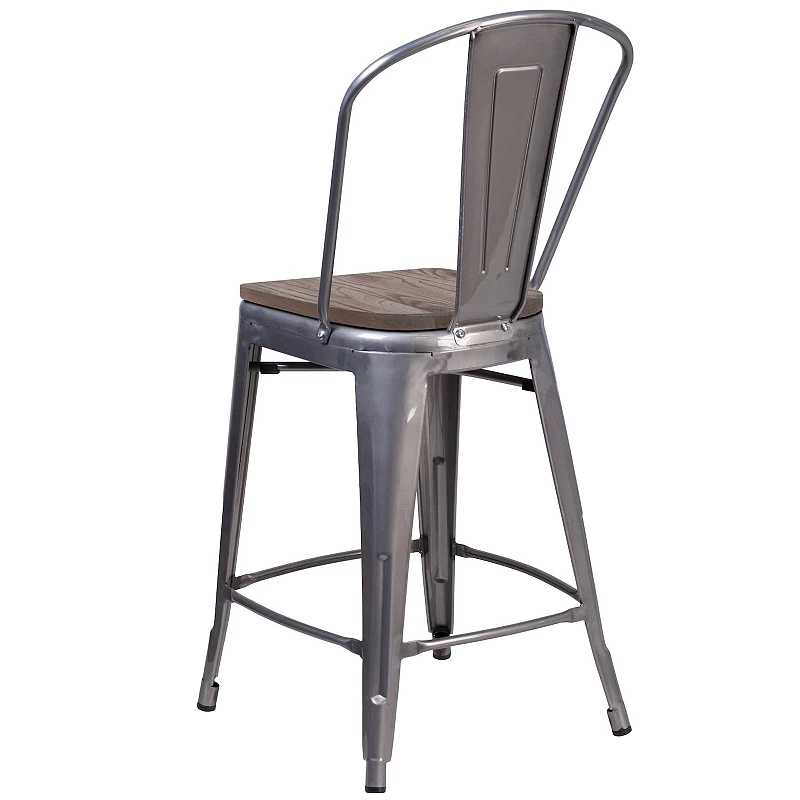 Flash Furniture 24-in. Counter-Height Stool with Wood Seat