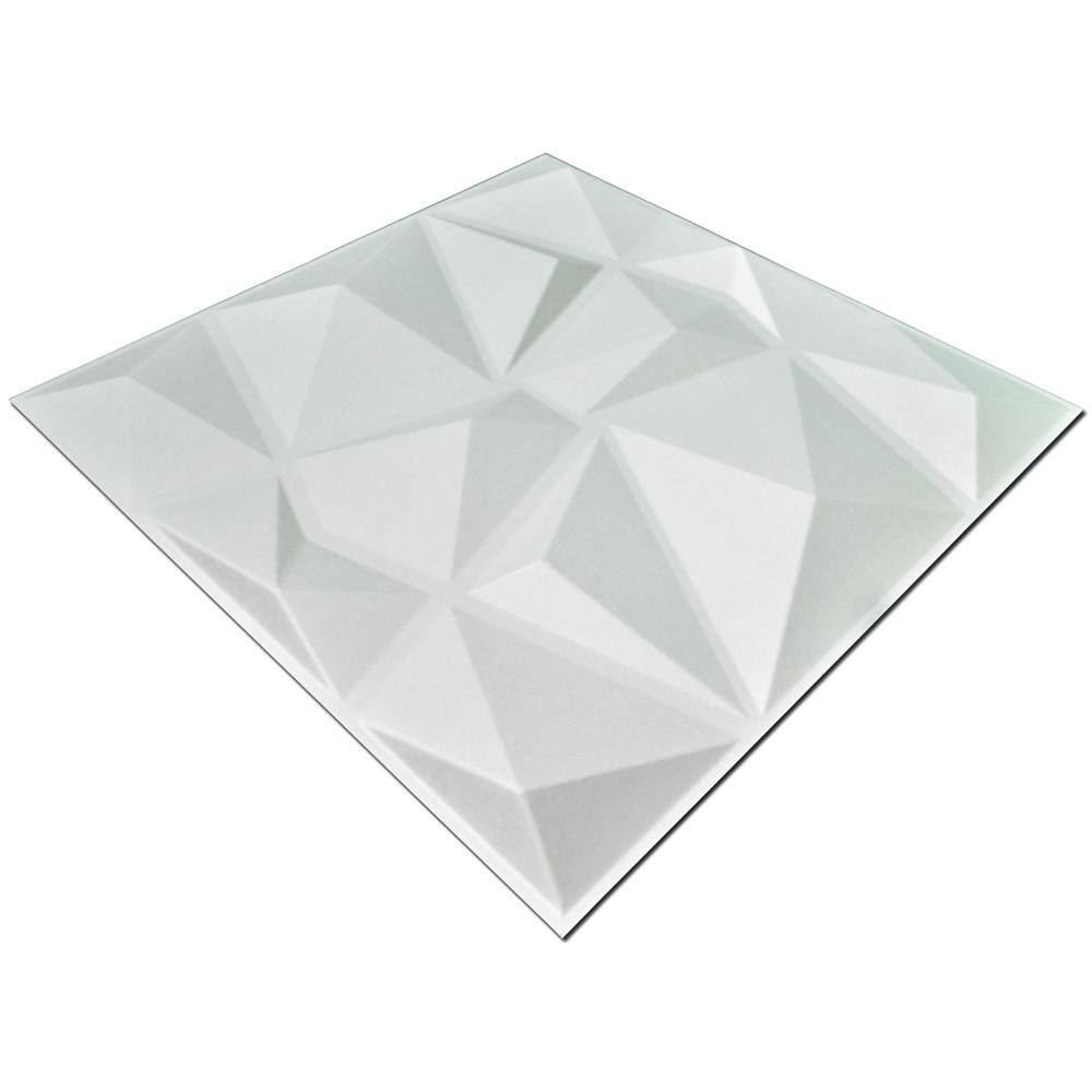 Art3dwallpanels Wall panel 19.7 in. x 19.7 in. 32 sq. ft. White Diamond PVC 3D Wall Panels (Pack of 12-Tiles) T100H38P12W