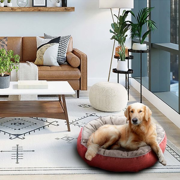 Max and Marlow Plush Round Bolster Cuddler Cat and Dog Bed