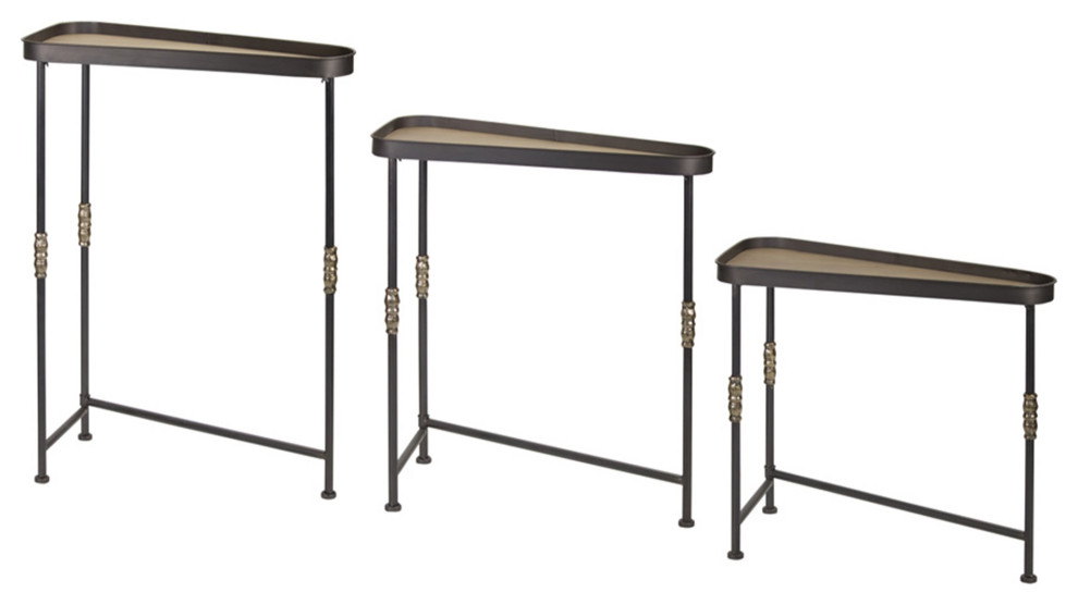 Side Table 3 Piece Set 27 quotWx24.5 quotH  27 quotWx30.5 quotH  28 quotWx36.25 quotH Iron/Wood   Transitional   Coffee Table Sets   by VirVentures  Houzz