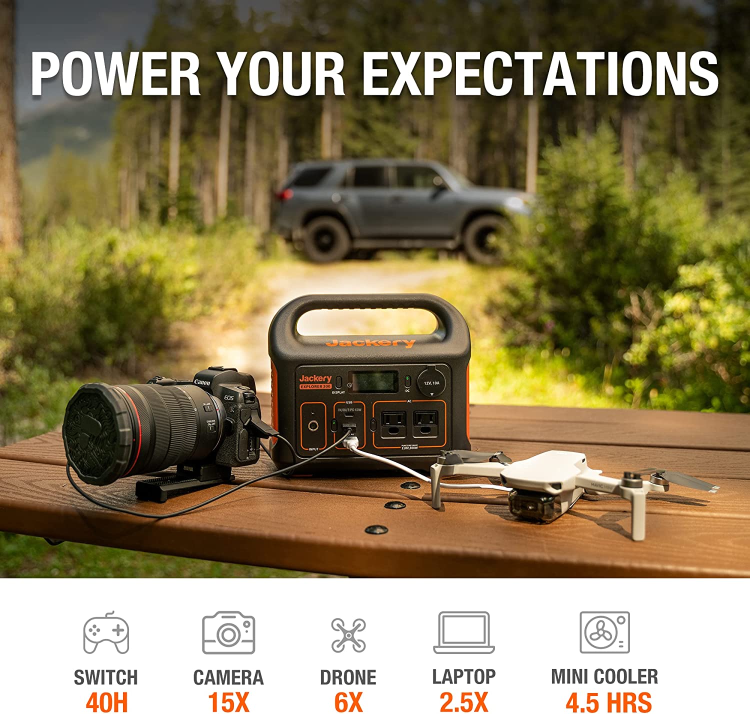 Jackery Portable Power Station Explorer 300， 293Wh Backup Lithium Battery， 110V/300W Pure Sine Wave AC Outlet， Solar Generator