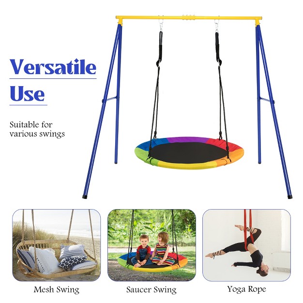 Costway Metal A frame Swing Stand Heavy Duty Extra Swing Frame W ground Stakes For Backyard