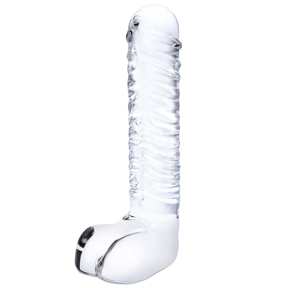 gläs 8 Inch Realistic Ribbed G-Spot Dildo