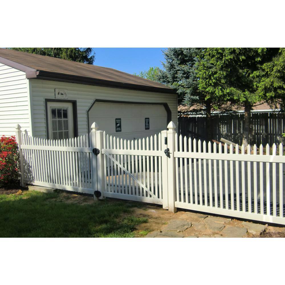 Weatherables Barrington 4 ft. H x 8 ft. W White Vinyl Picket Fence Panel Kit PWPI-1.5NRSC-4X8