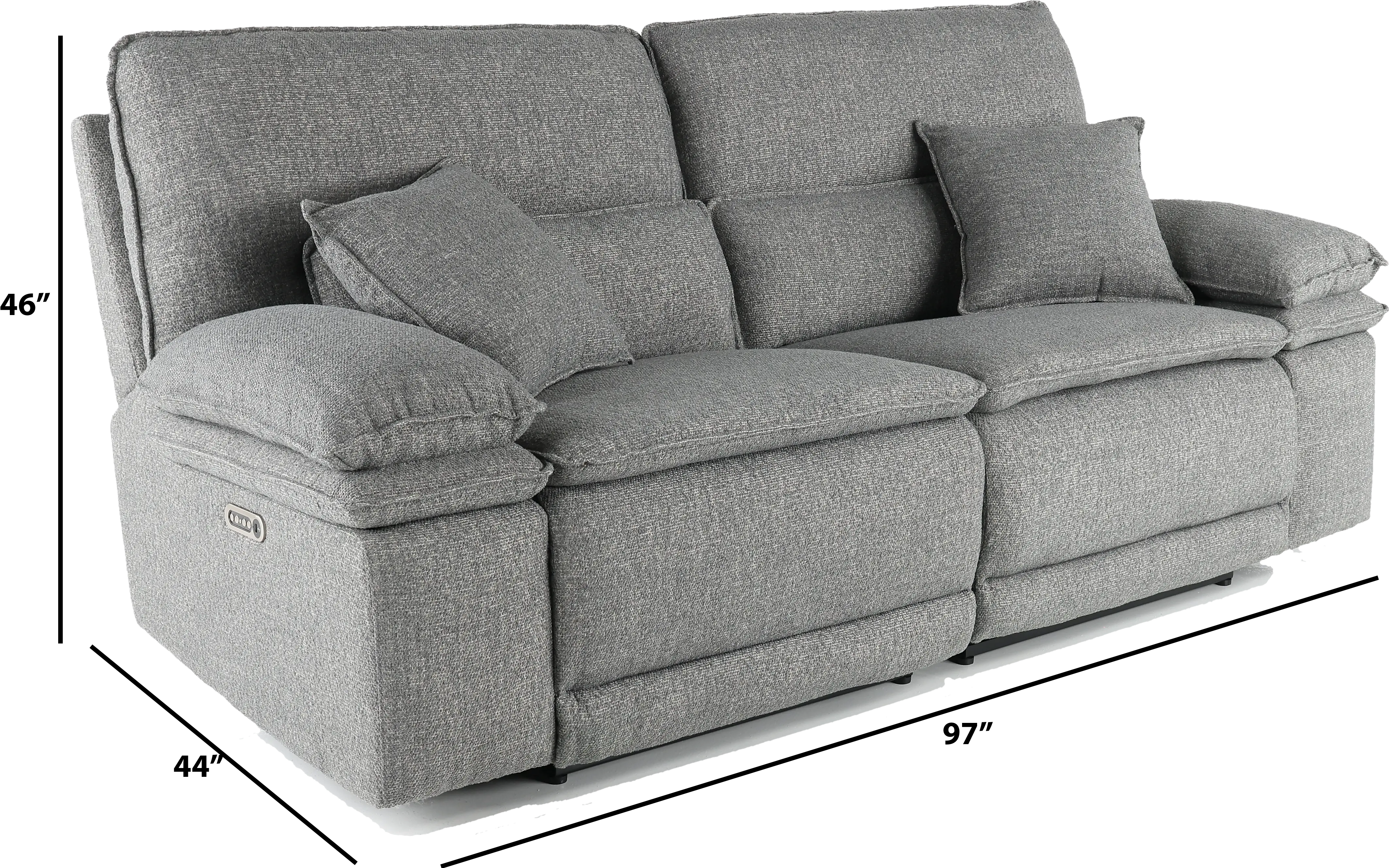 Merino Charcoal Gray Power Reclining Loveseat