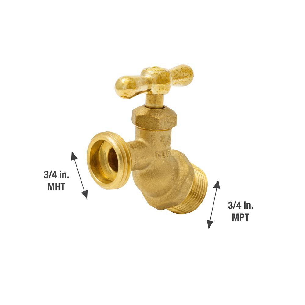 Everbilt 34 in. MIP Brass No-Kink Hose Bibb Valve 102-304EB