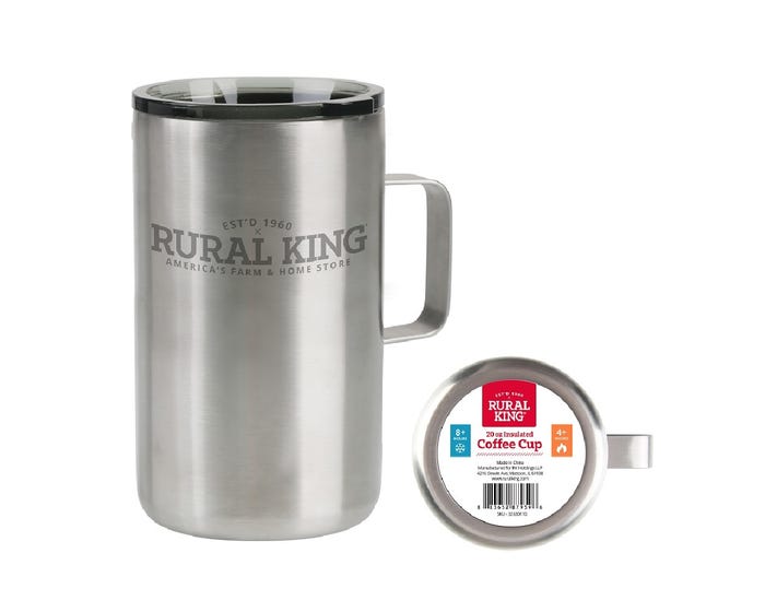 Rural King 20 oz. Coffee Mug， Stainless Steel - 87-959-0204