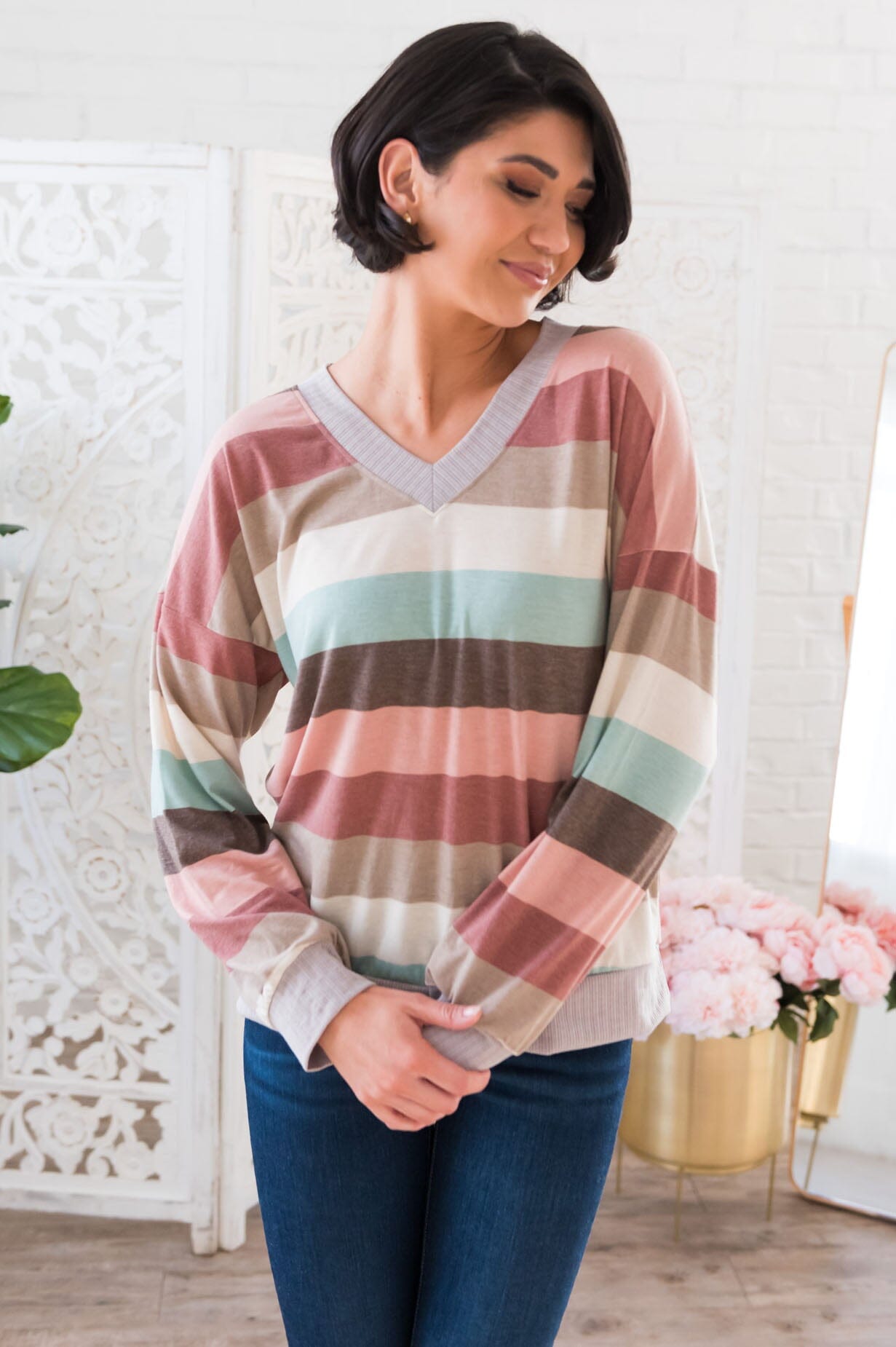 Full Of Hope Modest Striped Top