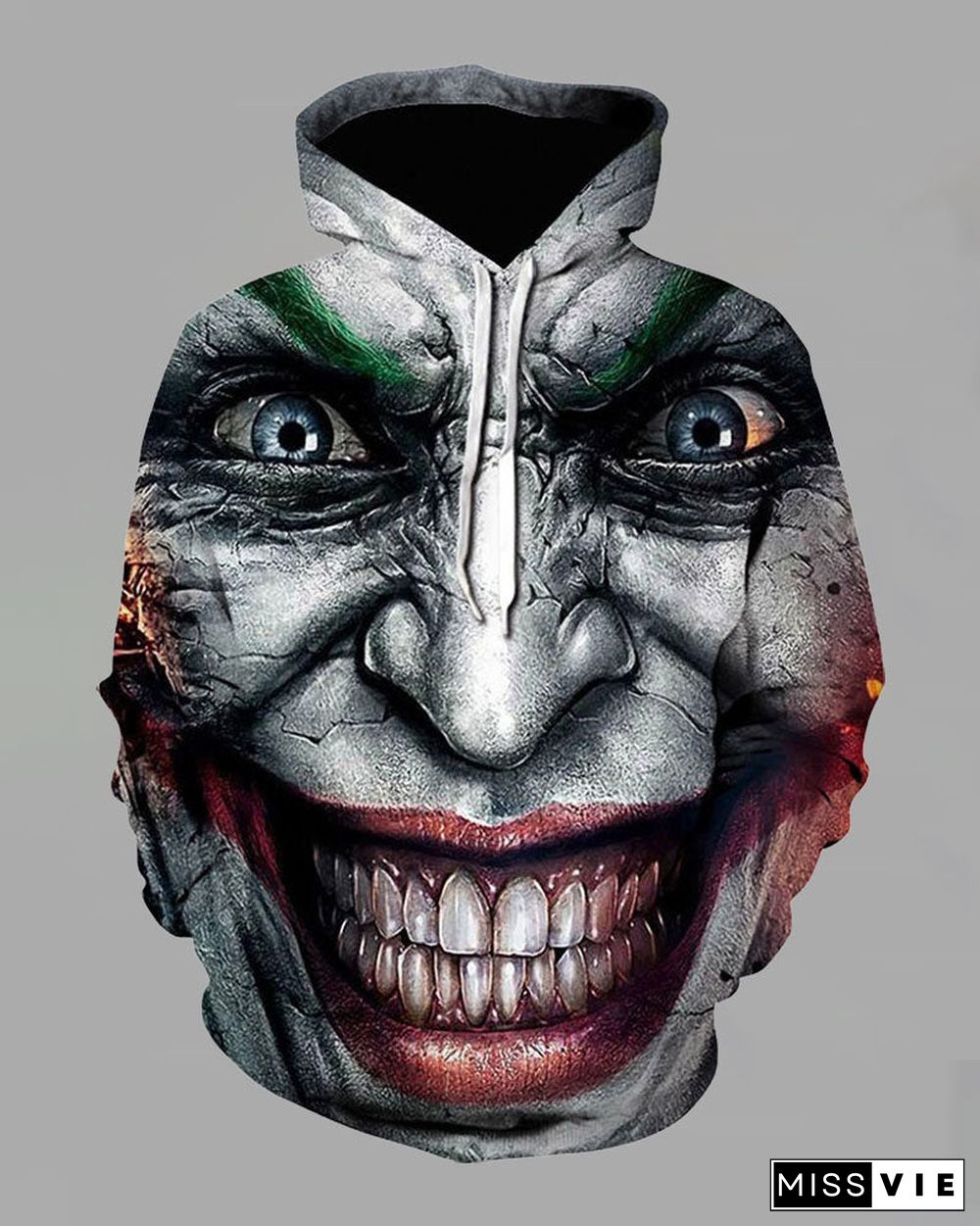 Street 3D Joker Printed Hooded Sweatshirt