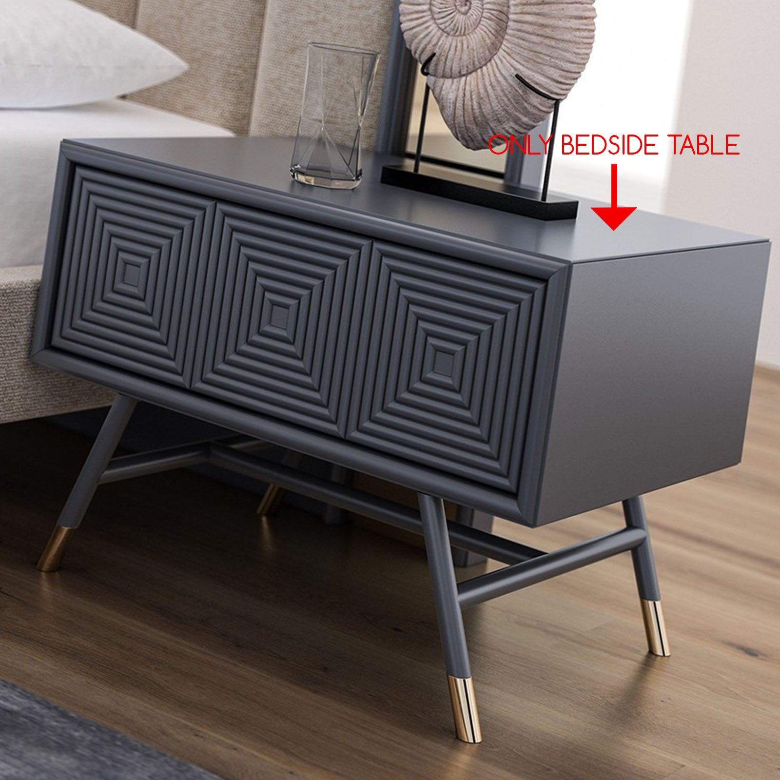 2X Vela Bedside Table Vela009-G-Bedsidetable