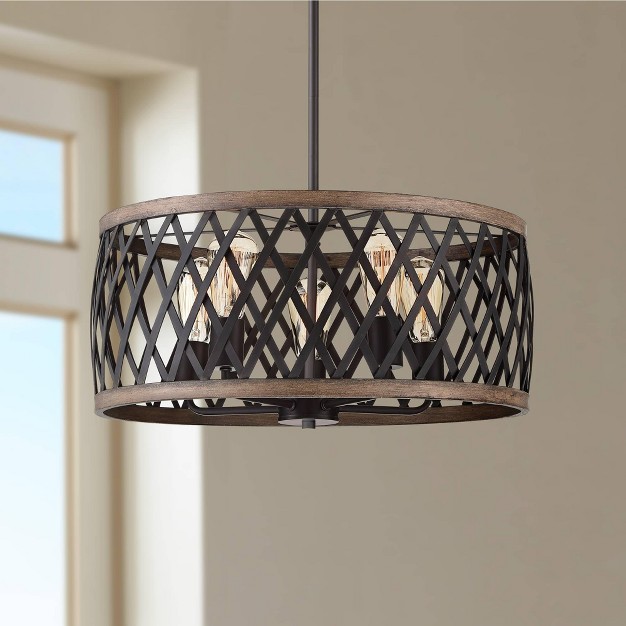 Wide Modern Industrial Drum 5 light Fixture For Dining Room Living House Home