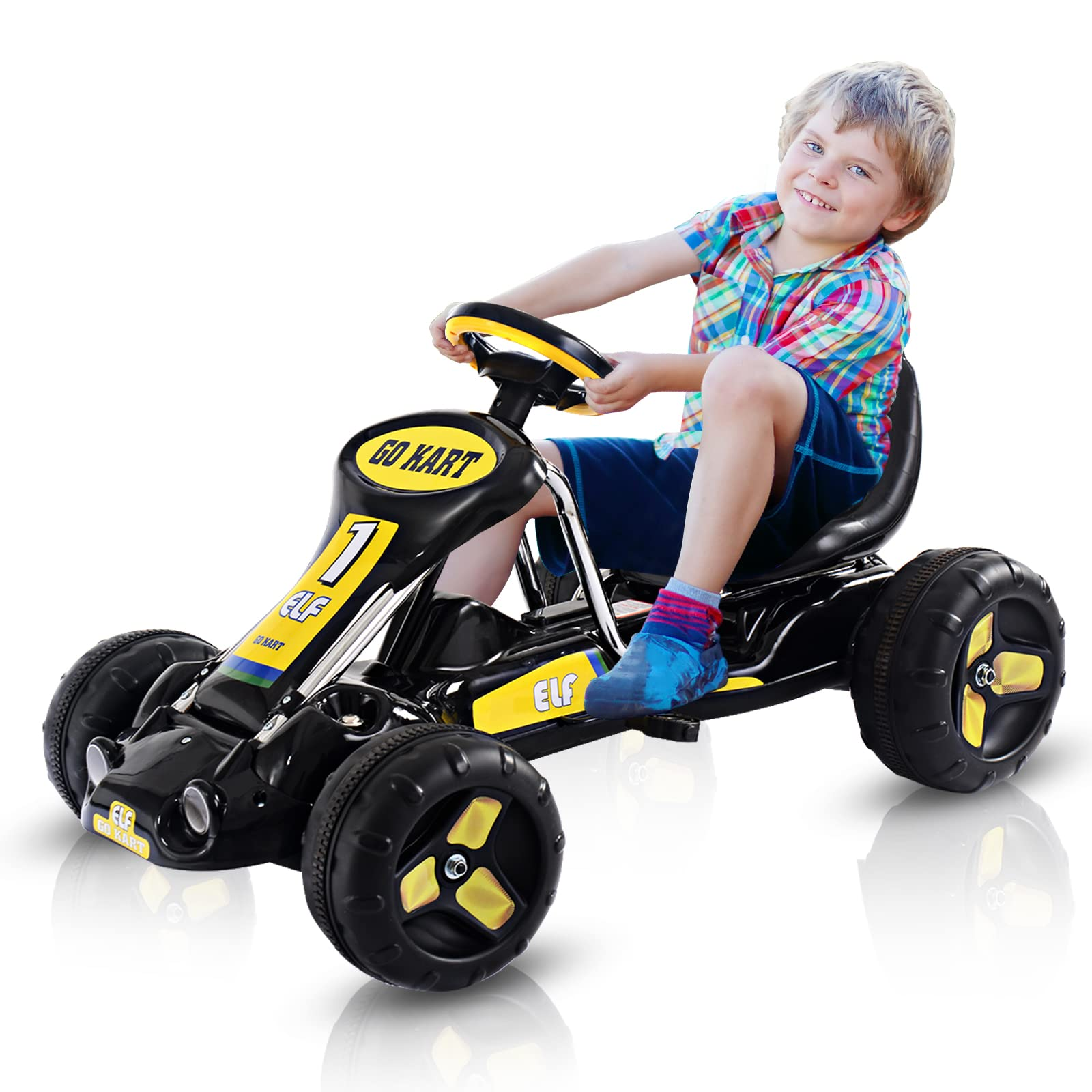 Costzon Go Kart for Kids, 4-Wheel Pedal Powered Car