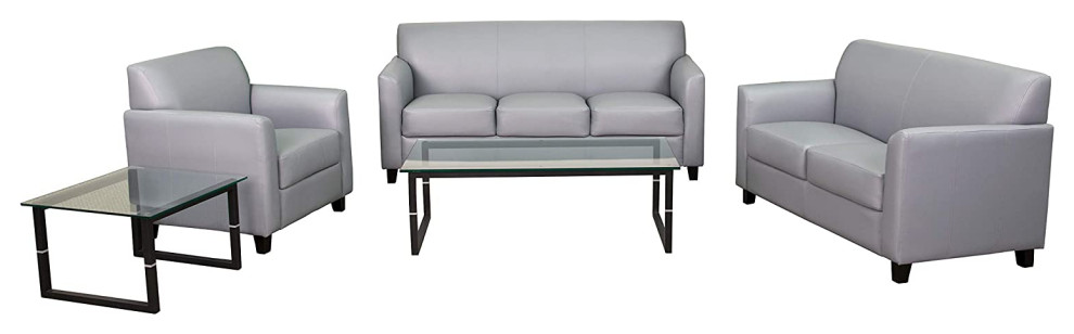 Black Leather Reception Set   Contemporary   Living Room Furniture Sets   by Pot Racks Plus  Houzz