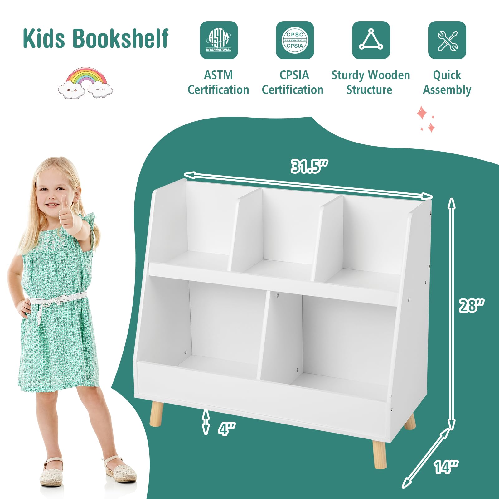 Costzon Toy Organizers and Storage with Bookshelf