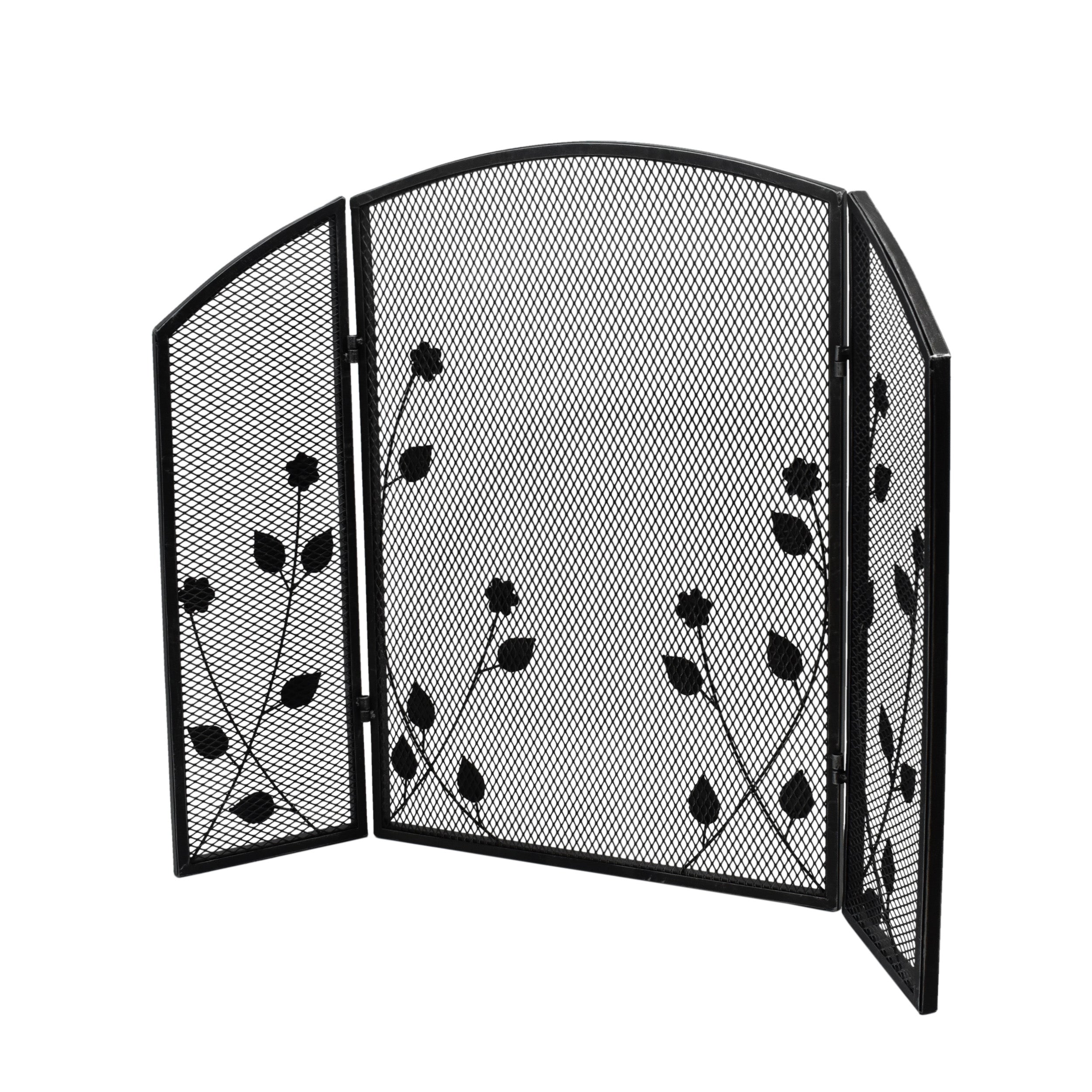 Jenna Modern Iron Firescreen with Leaf Accents