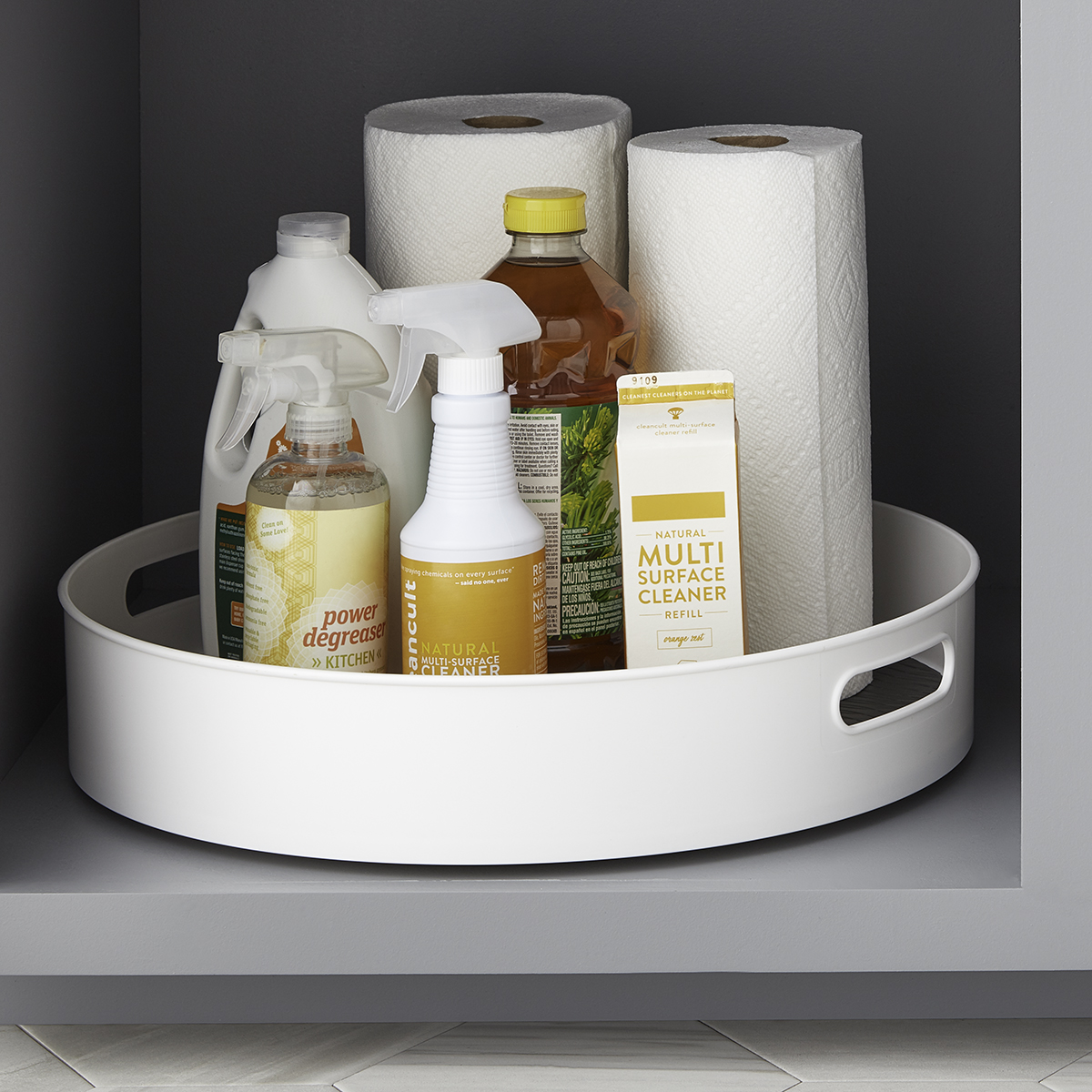 White Under Sink Lazy Susan