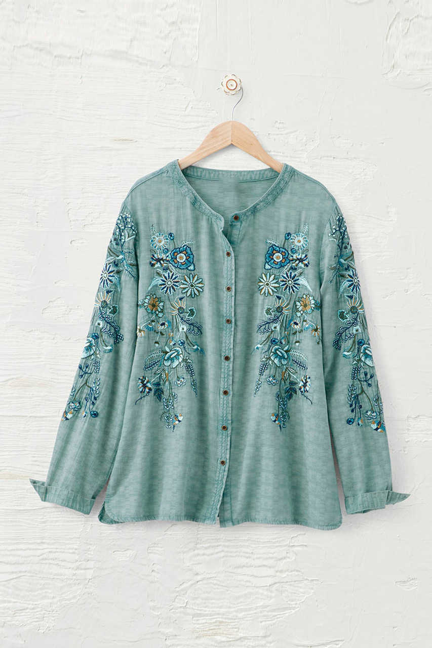 Seaglass Embroidered Top
