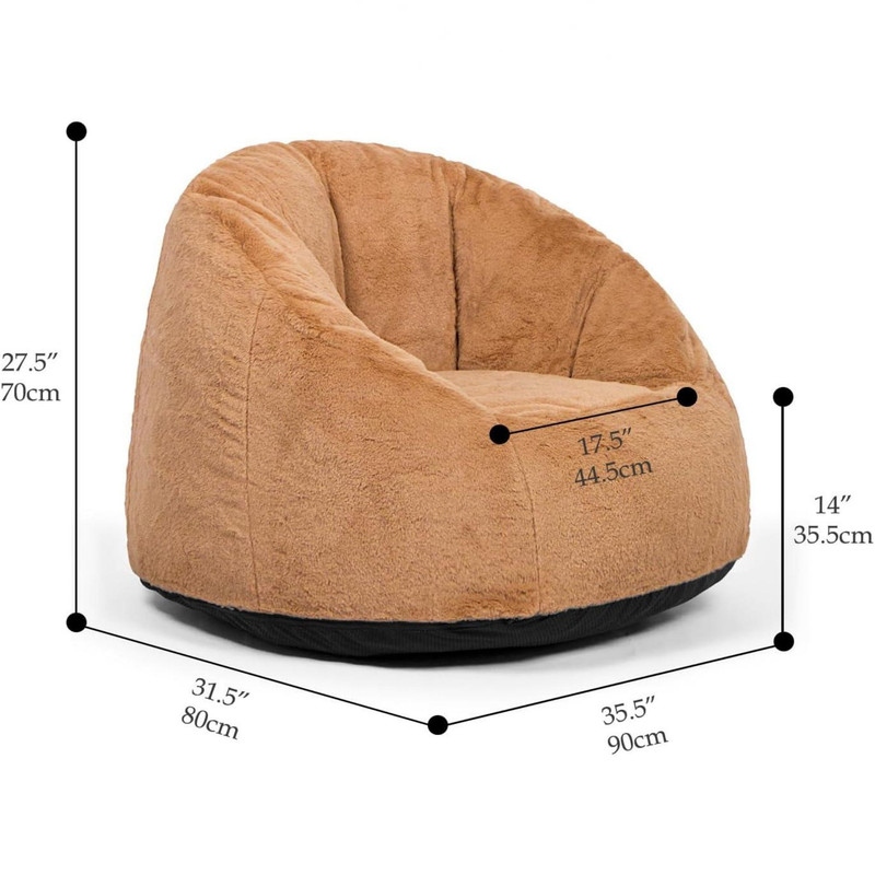 Large Bean Bag Chair 37in Soft Faux Fur