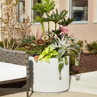 PolyStone Planters Baja Round 23 in. x 19 in. Sandstone Granite Composite Planter 4011