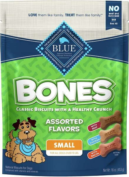 Blue Buffalo Bones Classic Assorted Flavors Small Dog Treats， 16-oz bag