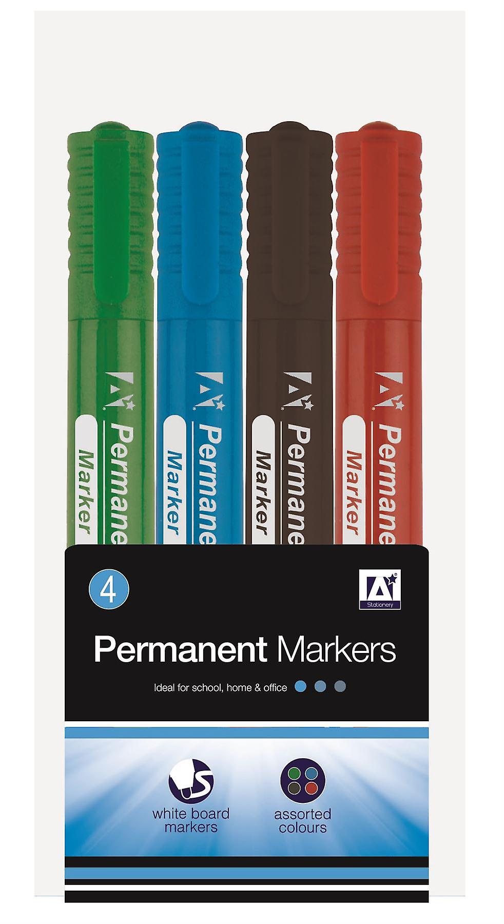 Coloured Permanent White Board Marker Set 4-Pack