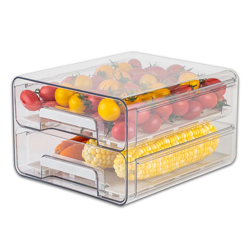 Multi-Functional Drawer， Produce Saver， Organizer Bins， 2 Layers