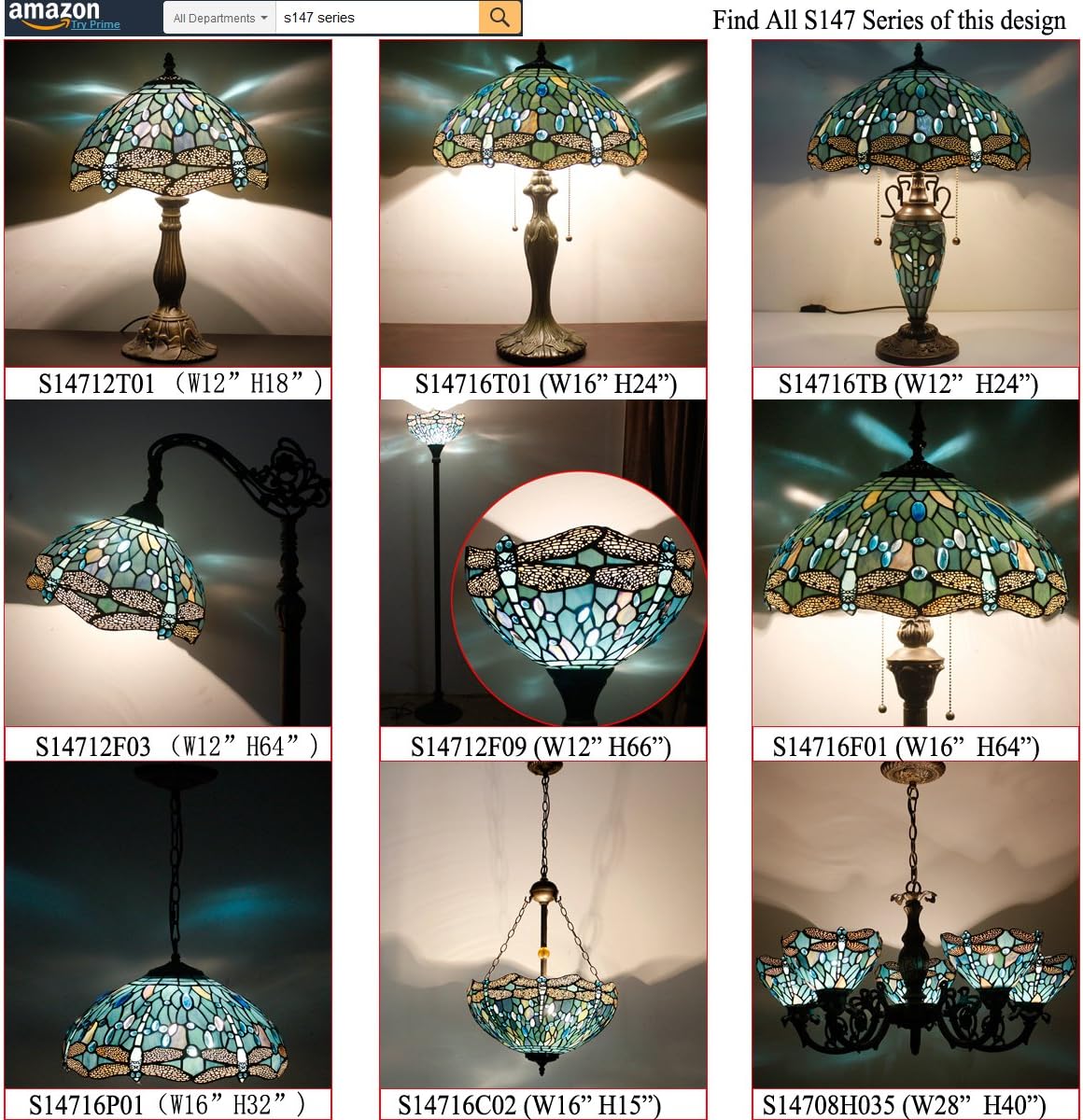 GEDUBIUBOO  Table Lamp Sea Blue Stained Glass Dragonfly Style Bedside Lamp Desk Reading Light 12X12X22 Inches Decor Bedroom Living Room  Office S147 Series