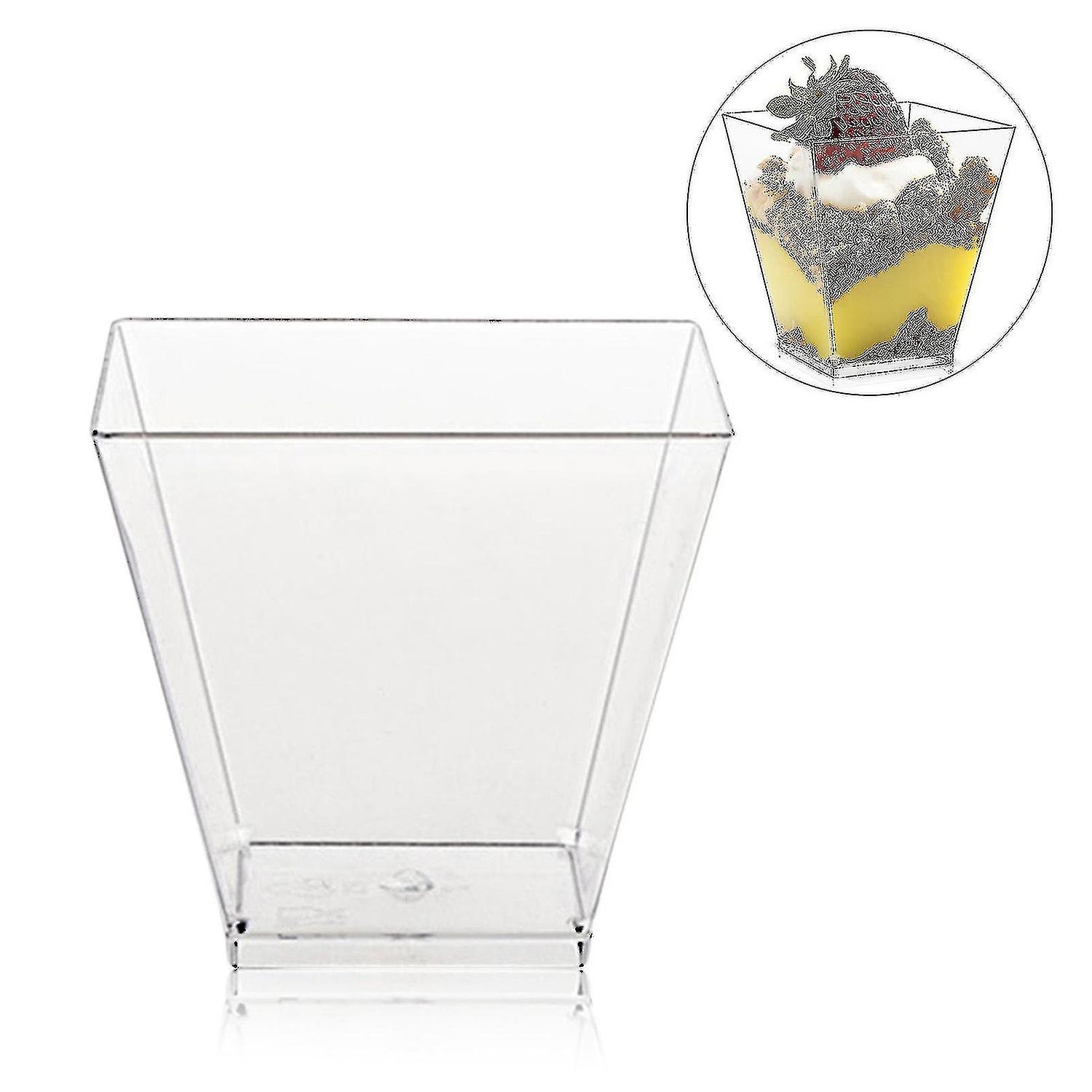 50pcs Mini 60ml Transparent Disposable Square Cake Dessert Cups