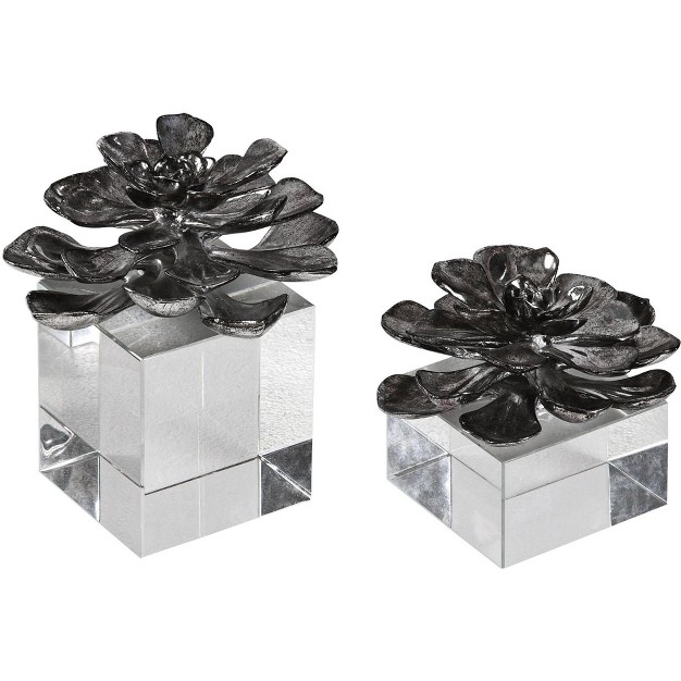 Uttermost Korba Silver And Crystal 2 piece Lotus Set