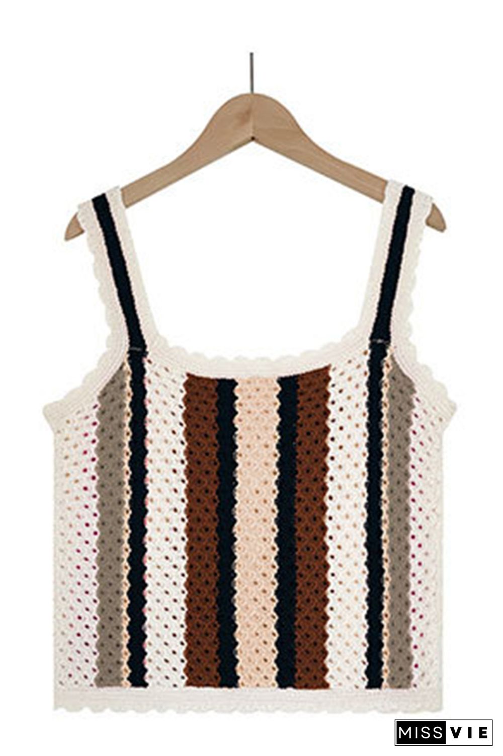 Button Down Multicolor Striped Knit Cami Top