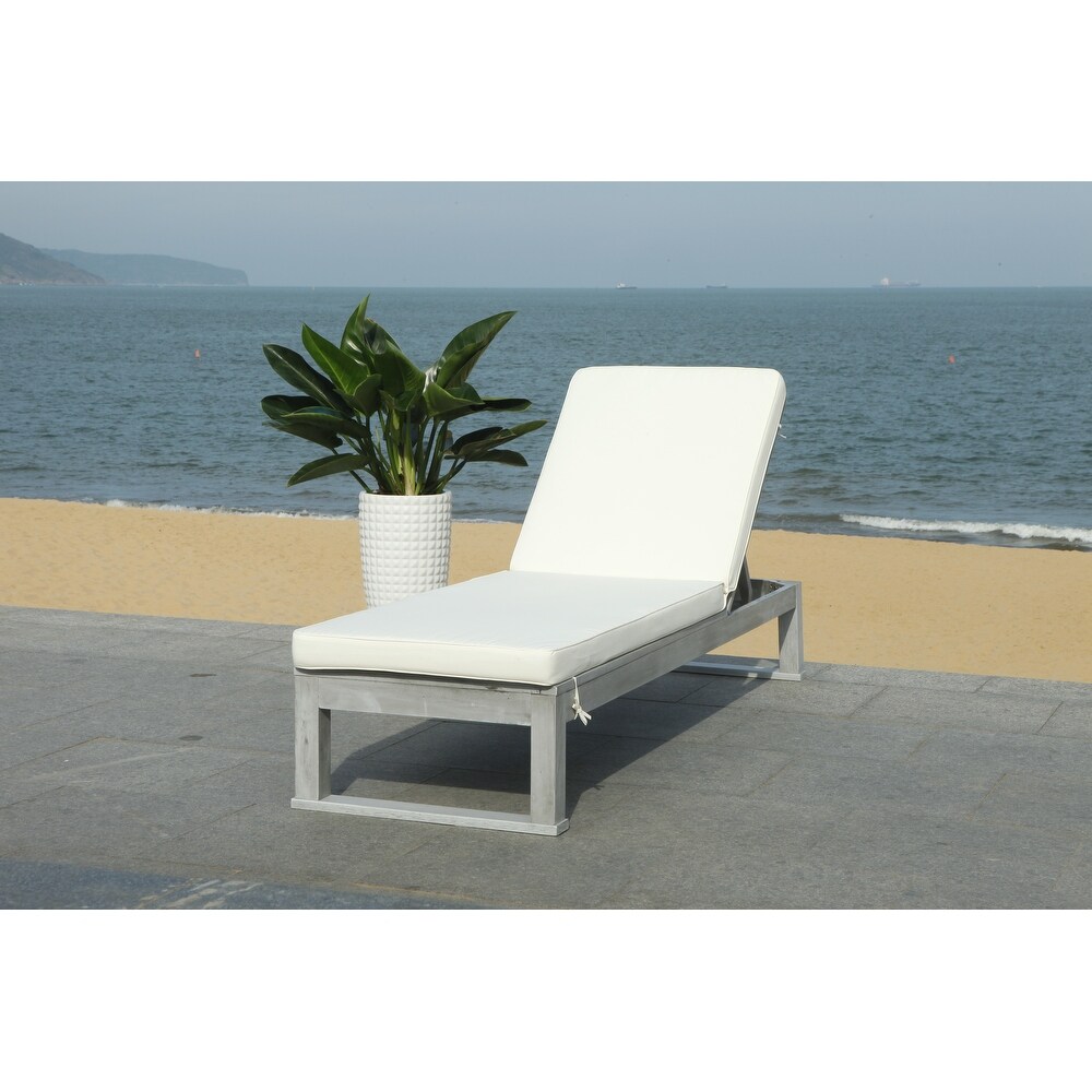 SAFAVIEH Outdoor Living Solano Sunlounger  Grey / White   24.8\