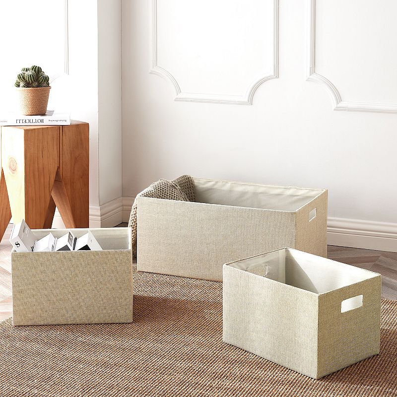 Saddle River Linen Covered Storage Bin 3-pc. Set